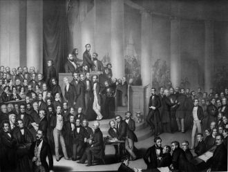  Abgeordnete der Nationalversammlung in der Frankfurter Paulskirche