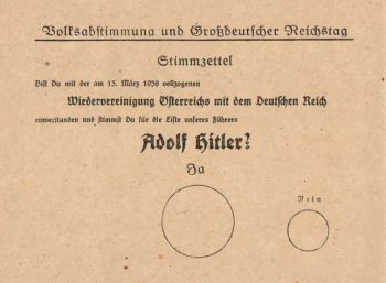 Stimmzettel vom 10. April 1938